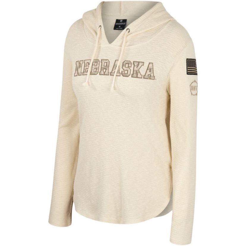 NCAA Nebraska Huskers OHT Military Appreciation Casey Raglan Long Sleeve Hoodie T-Shirt