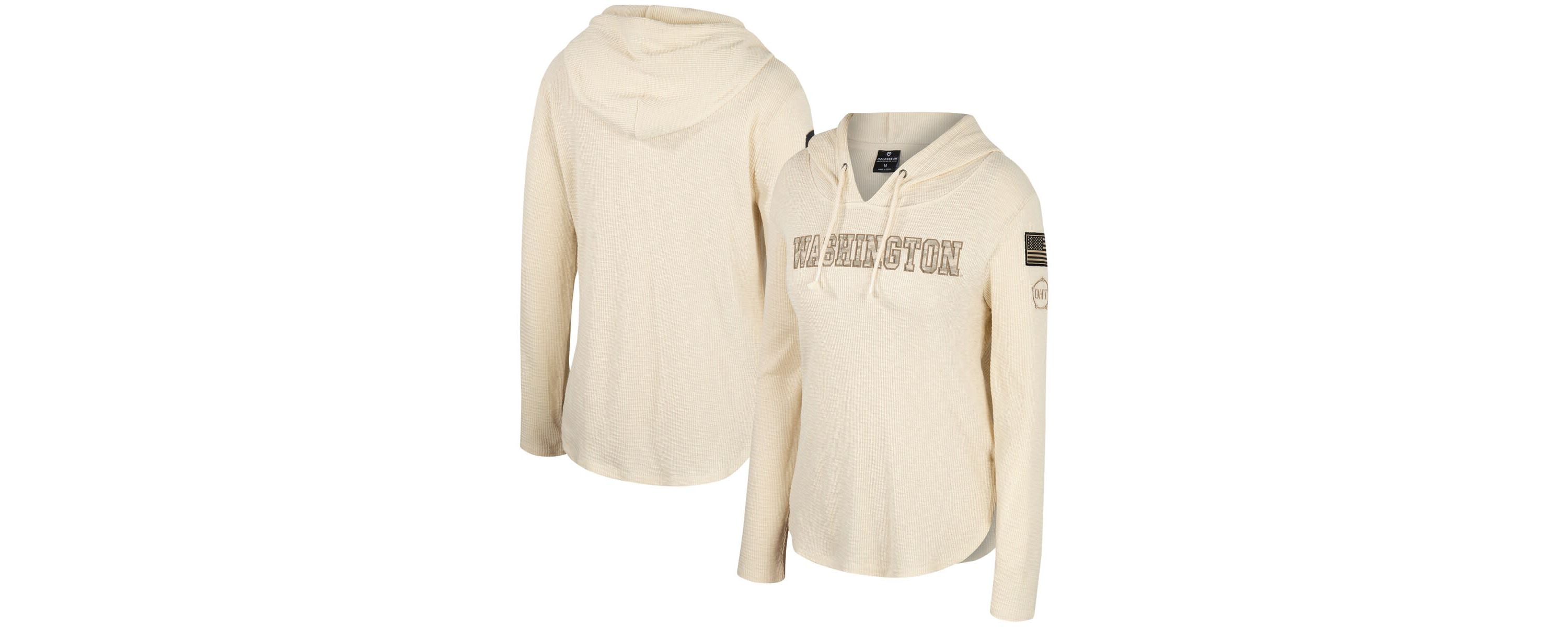 NCAA Washington Huskies OHT Military Appreciation Casey Raglan Long Sleeve Hoodie T-Shirt