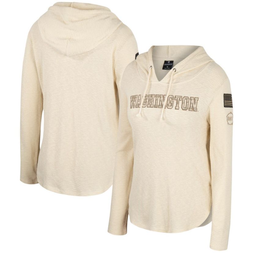 NCAA Washington Huskies OHT Military Appreciation Casey Raglan Long Sleeve Hoodie T-Shirt