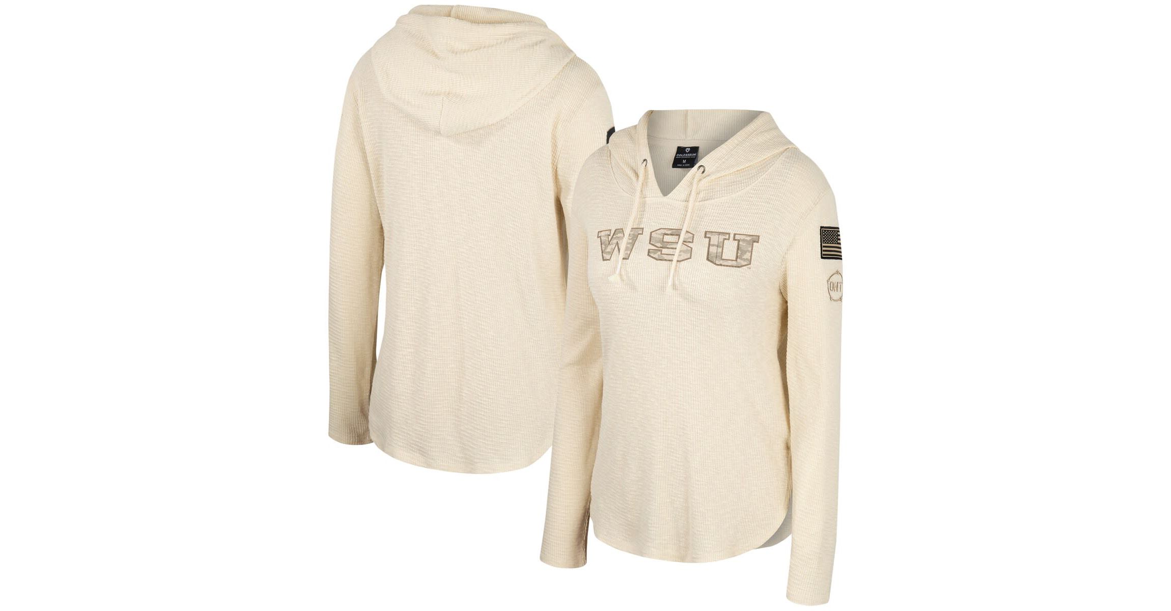 NCAA Washington State Cougars OHT Military Appreciation Casey Raglan Long Sleeve Hoodie T-Shirt