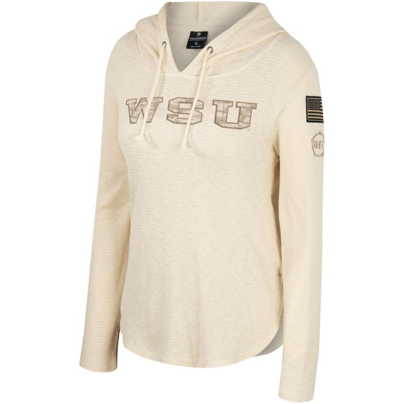 NCAA Washington State Cougars OHT Military Appreciation Casey Raglan Long Sleeve Hoodie T-Shirt