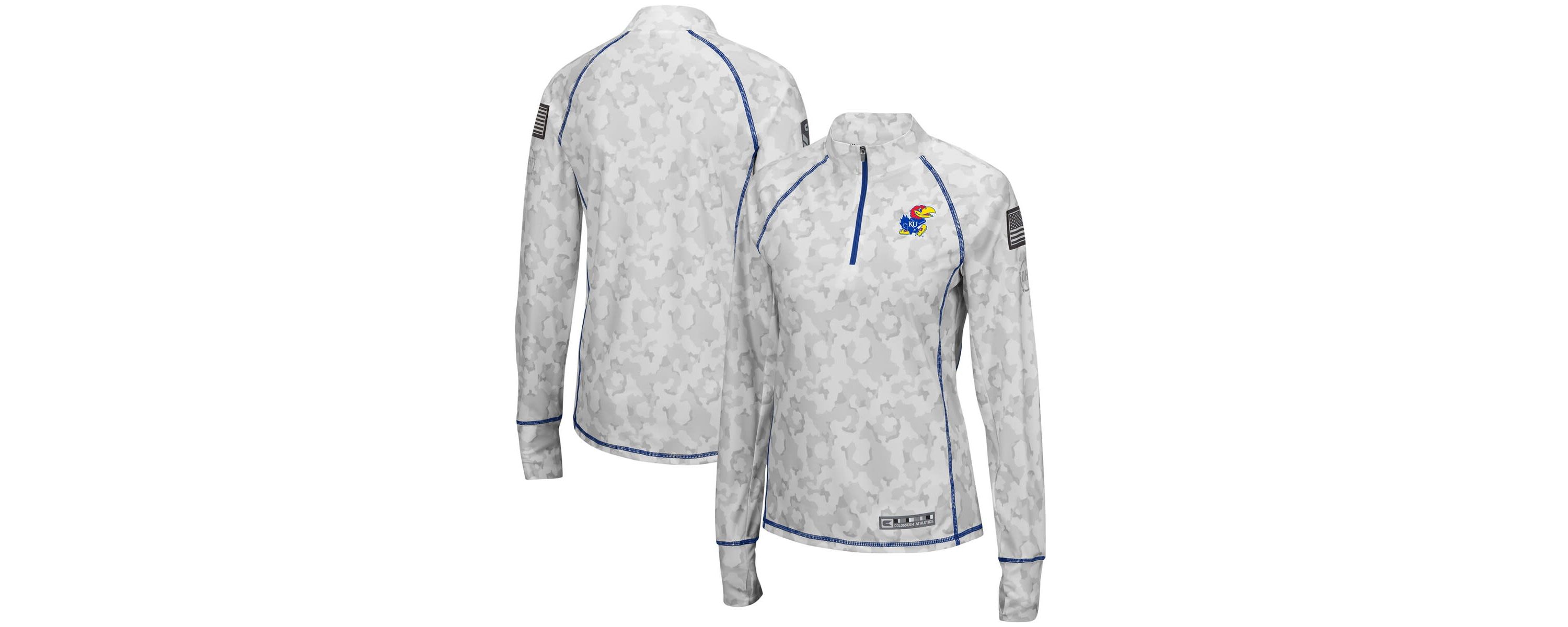 NCAA Kansas Jayhawks OHT Military Appreciation Officer Arctic Lightweight Quarter-Zip Top