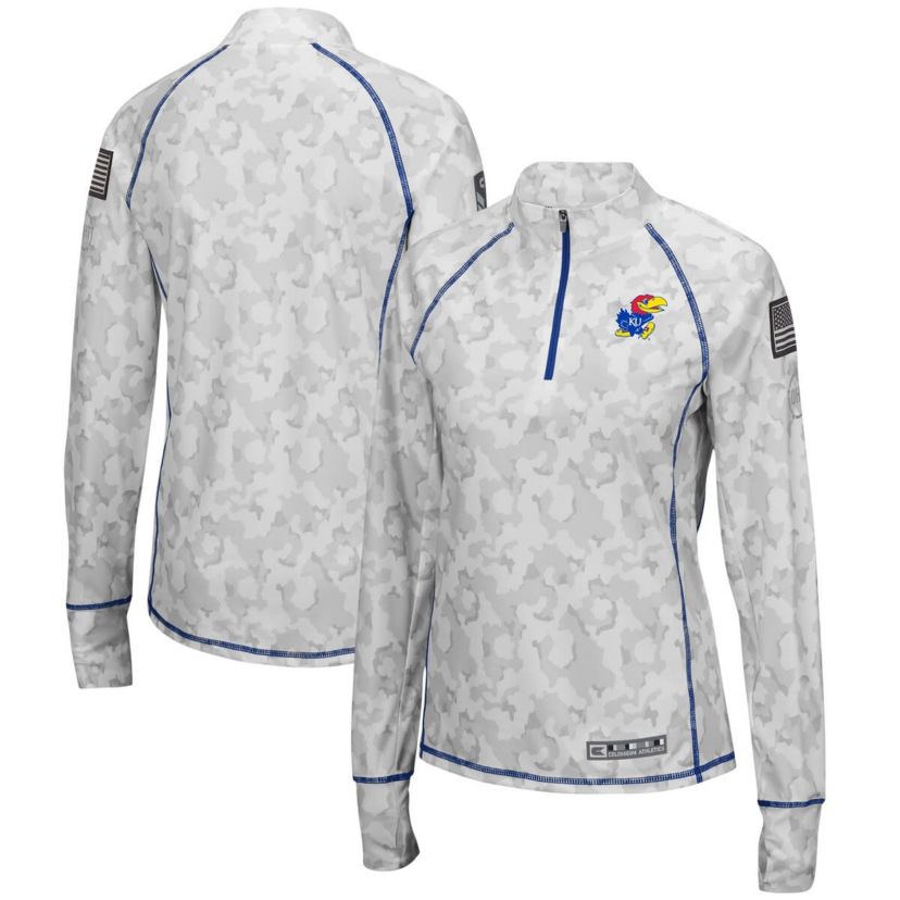 NCAA Kansas Jayhawks OHT Military Appreciation Officer Arctic Lightweight Quarter-Zip Top