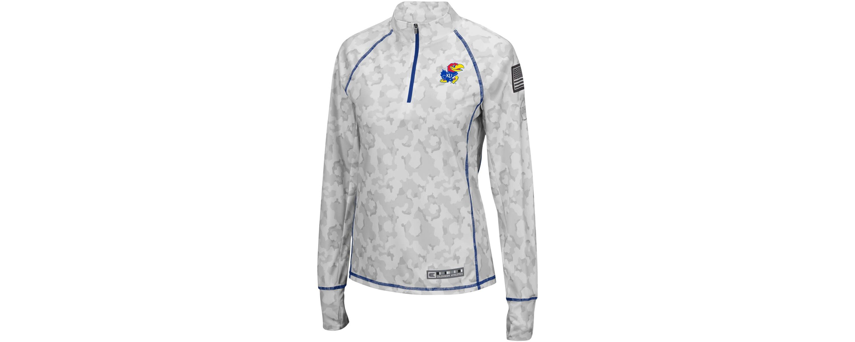NCAA Kansas Jayhawks OHT Military Appreciation Officer Arctic Lightweight Quarter-Zip Top