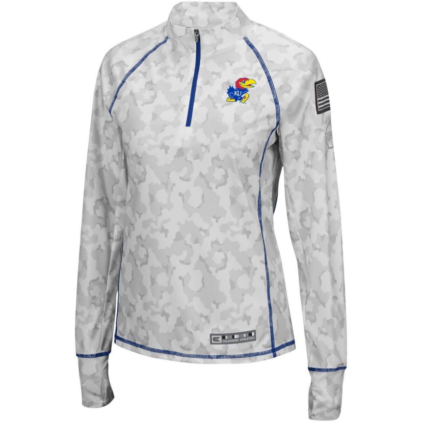NCAA Kansas Jayhawks OHT Military Appreciation Officer Arctic Lightweight Quarter-Zip Top
