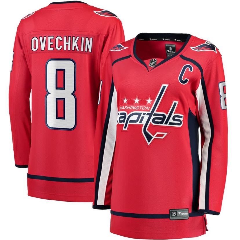 NHL Fanatics Alexander Ovechkin Washington Capitals Captain Patch Home Breakaway Player Jersey