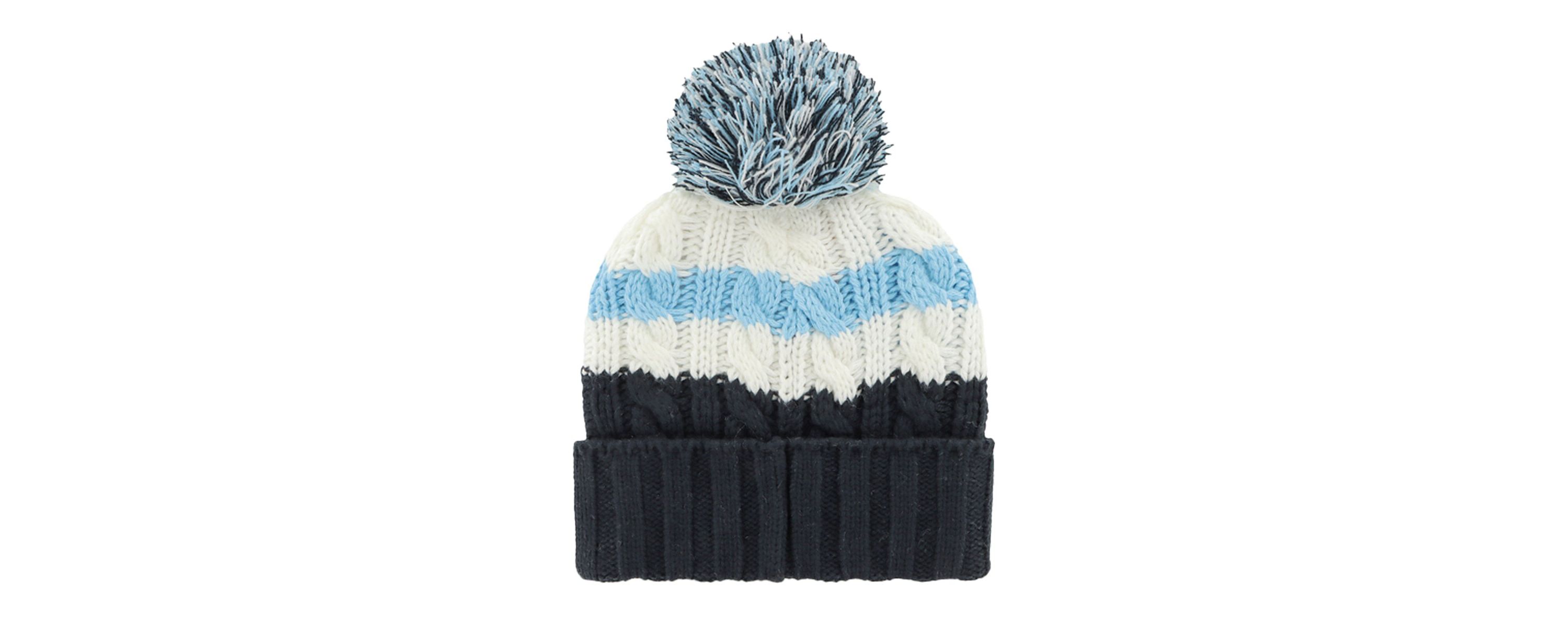 MLB White/Navy Tampa Bay Rays Ashfield Cuffed Knit Hat with Pom