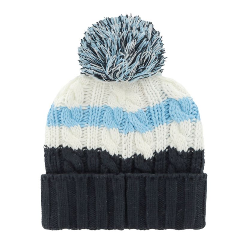MLB White/Navy Tampa Bay Rays Ashfield Cuffed Knit Hat with Pom