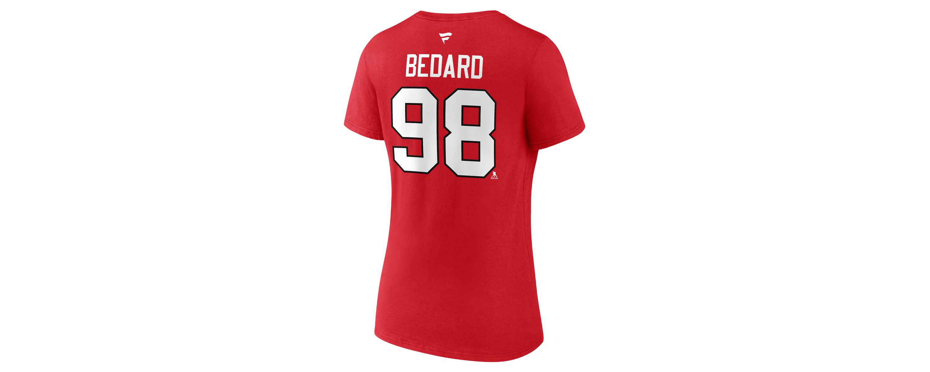 NHL Fanatics Connor Bedard Chicago Blackhawks 2023 NHL Draft Authentic Stack Player Name & Number V-Neck T-Shirt