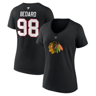 NHL Fanatics Connor Bedard Chicago Blackhawks 2023 NHL Draft Authentic Stack Player Name  Number VNeck TShirt