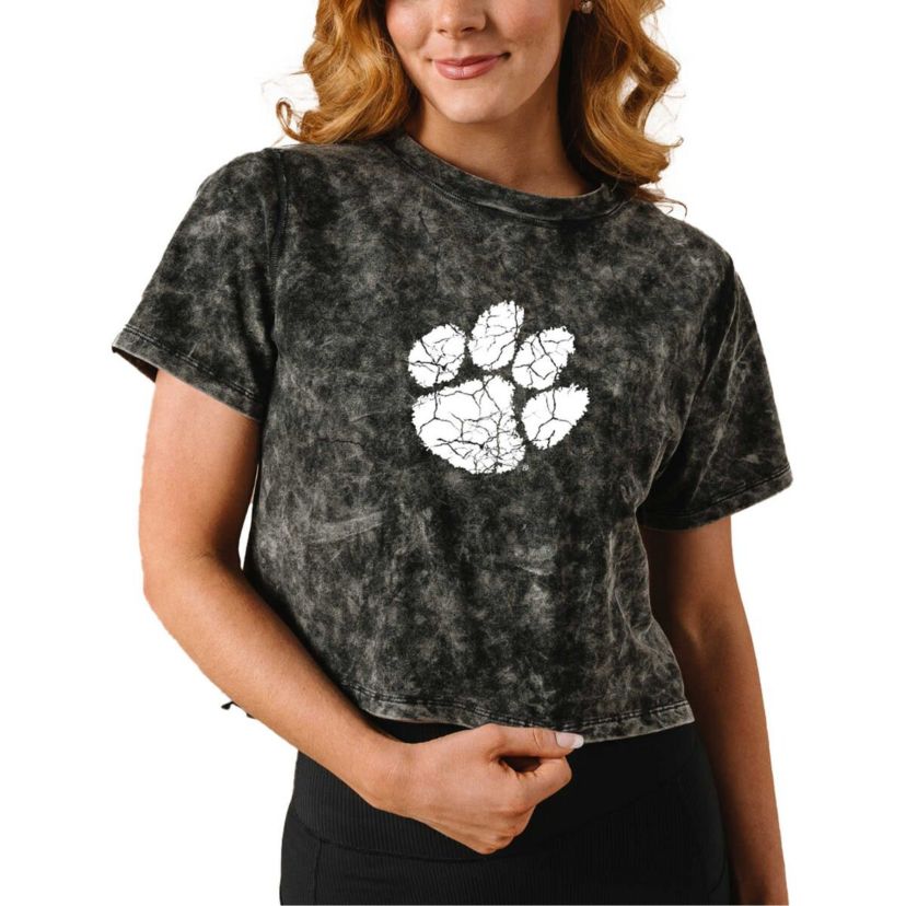 NCAA Clemson Tigers Vintage Wash Milky Silk Cropped T-Shirt
