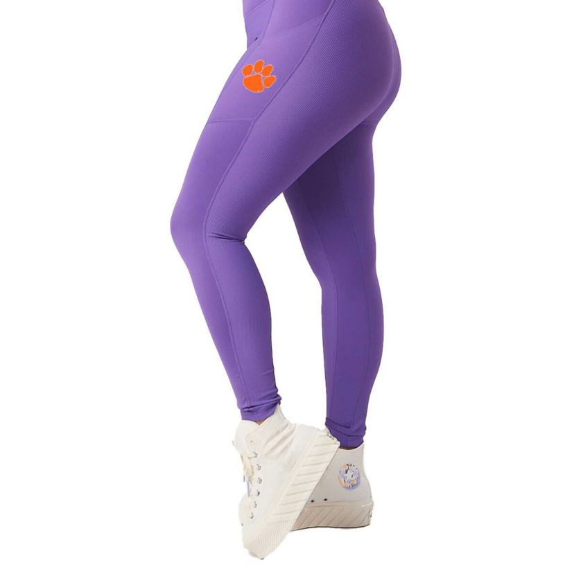 NCAA Clemson Tigers 7/8 Mixed Media Pocket iLeggings