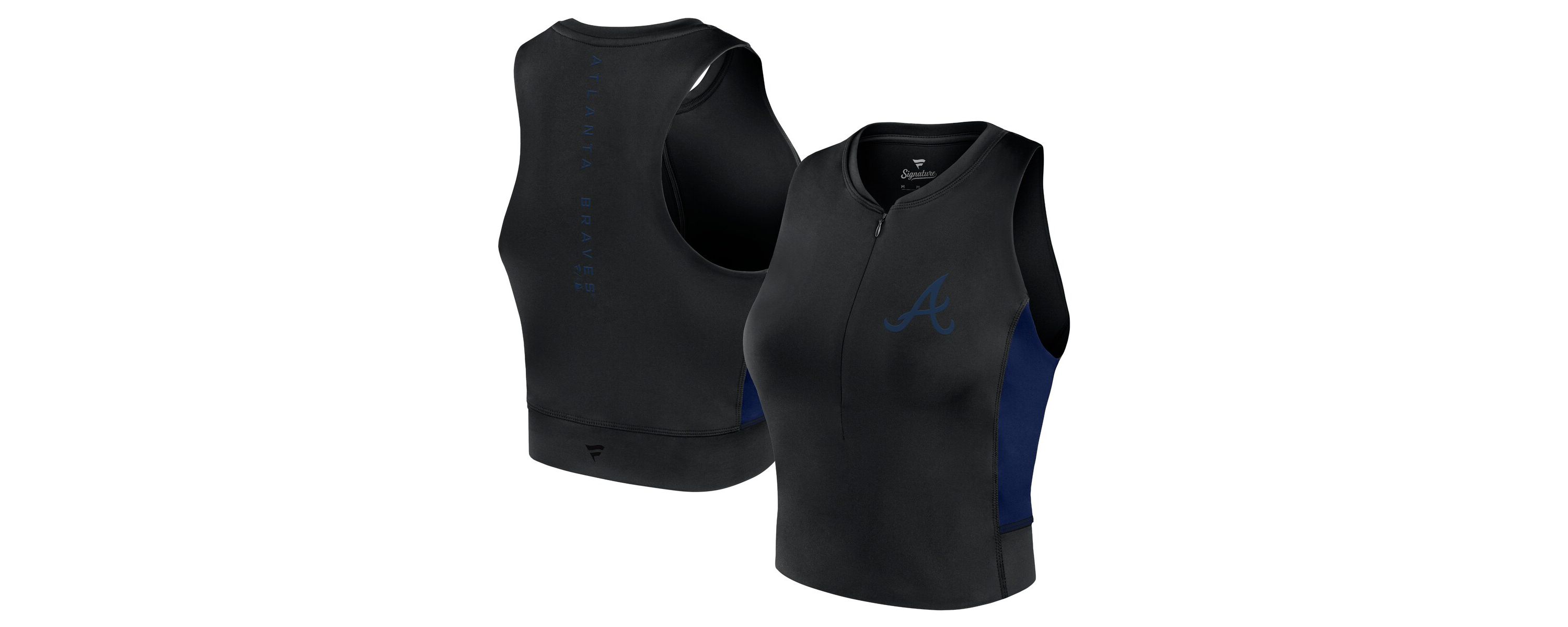 MLB Fanatics Atlanta Braves Studio Half-Zip Fitted Gym Tank Top