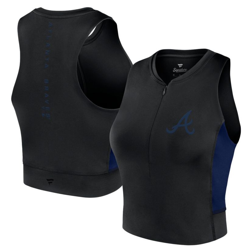 MLB Fanatics Atlanta Braves Studio Half-Zip Fitted Gym Tank Top