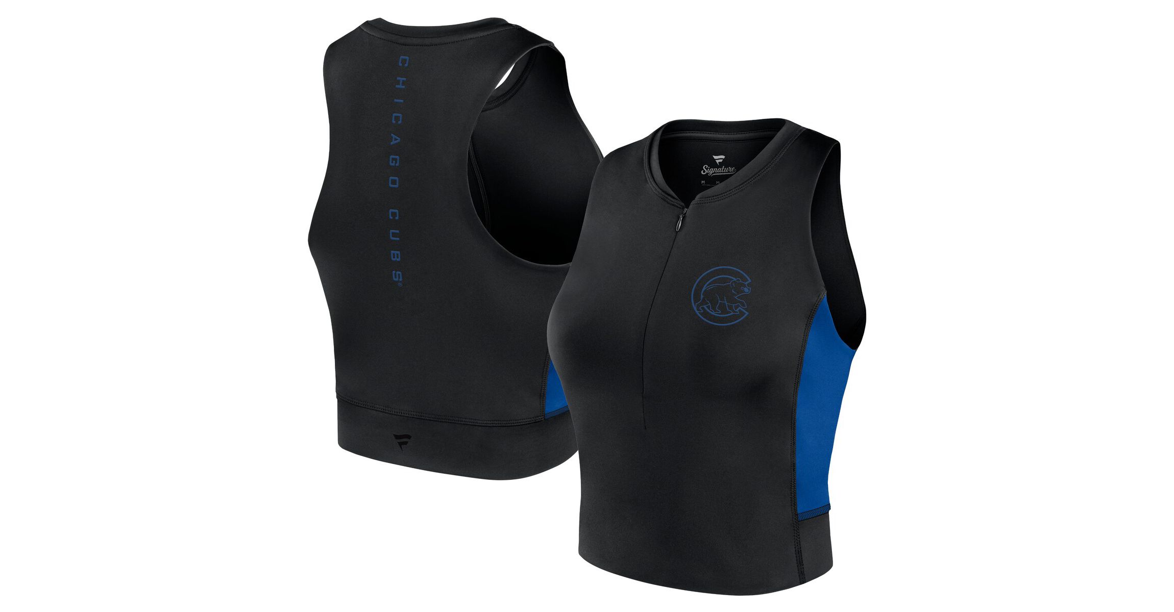 MLB Fanatics Chicago Cubs Studio Half-Zip Fitted Gym Tank Top