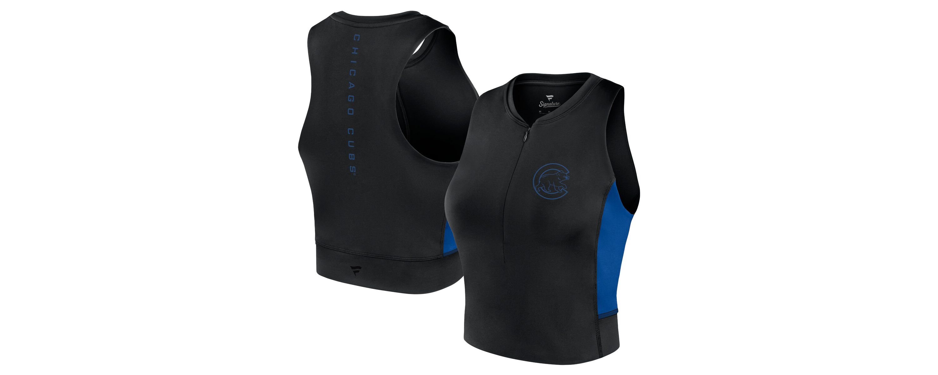 MLB Fanatics Chicago Cubs Studio Half-Zip Fitted Gym Tank Top