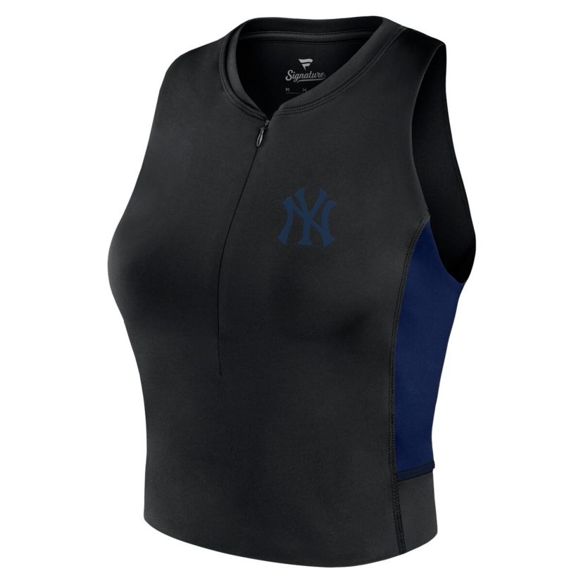 MLB Fanatics New York Yankees Studio Half-Zip Fitted Gym Tank Top