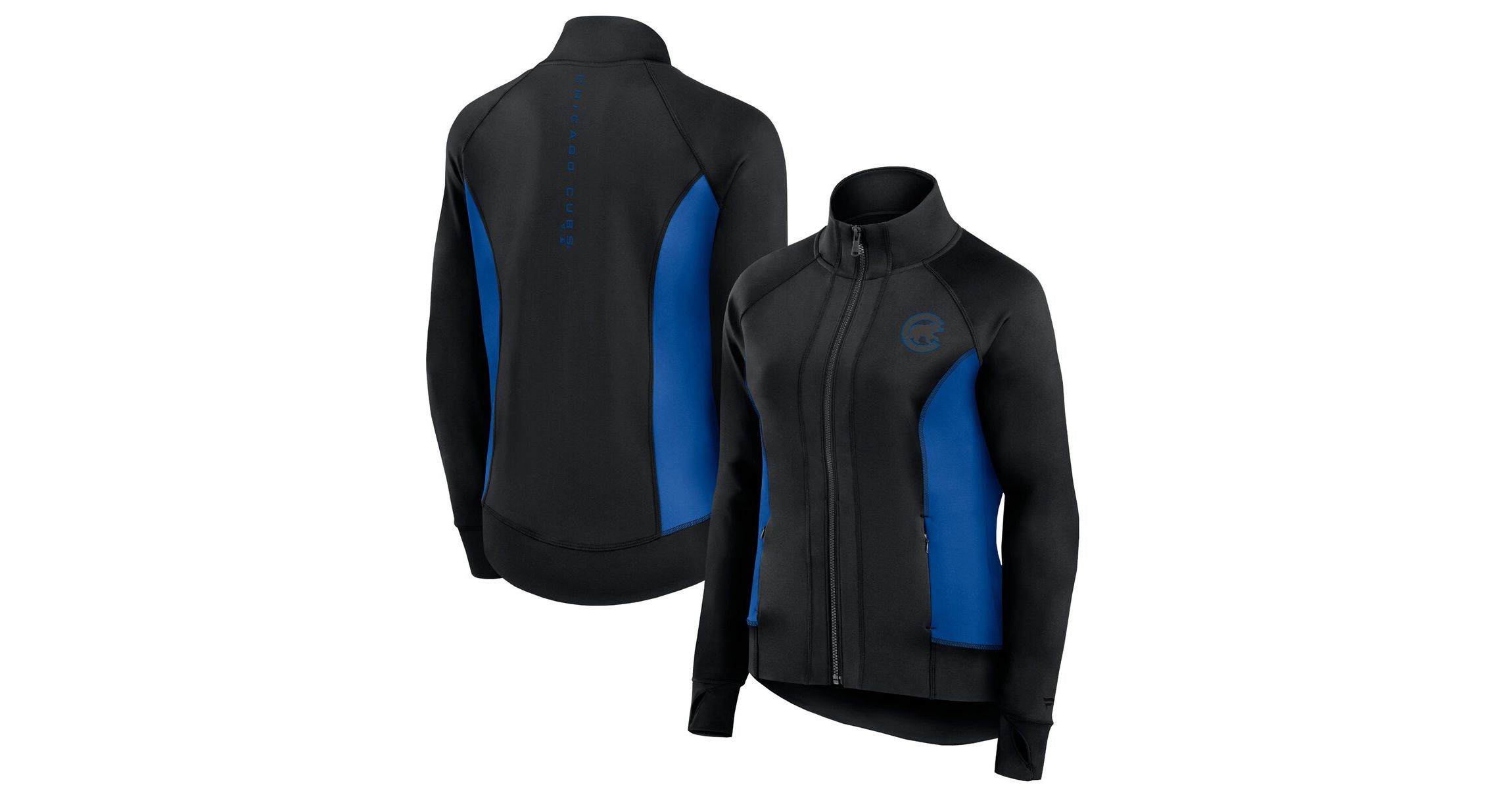 MLB Fanatics Chicago Cubs Studio Fitted Full-Zip Gym Track Jacket