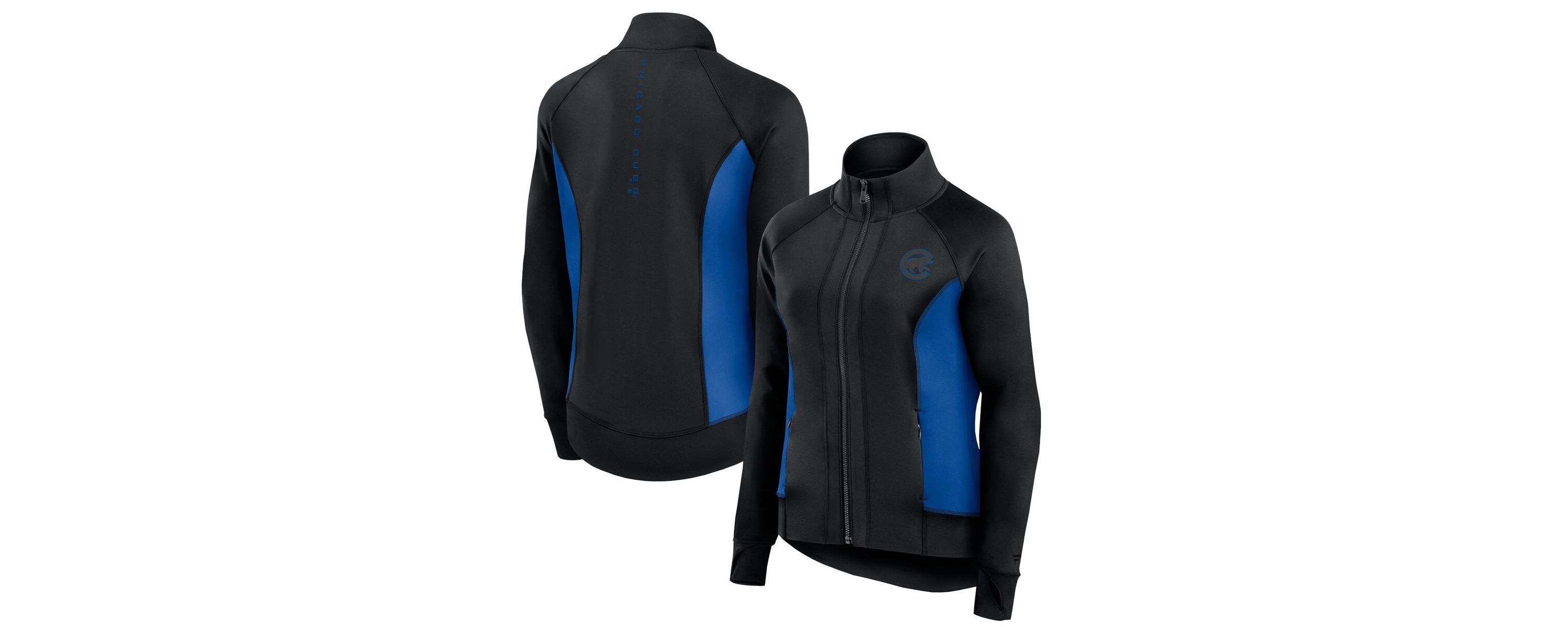 MLB Fanatics Chicago Cubs Studio Fitted Full-Zip Gym Track Jacket