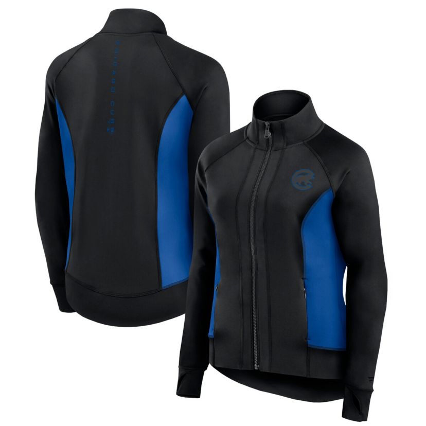 MLB Fanatics Chicago Cubs Studio Fitted Full-Zip Gym Track Jacket