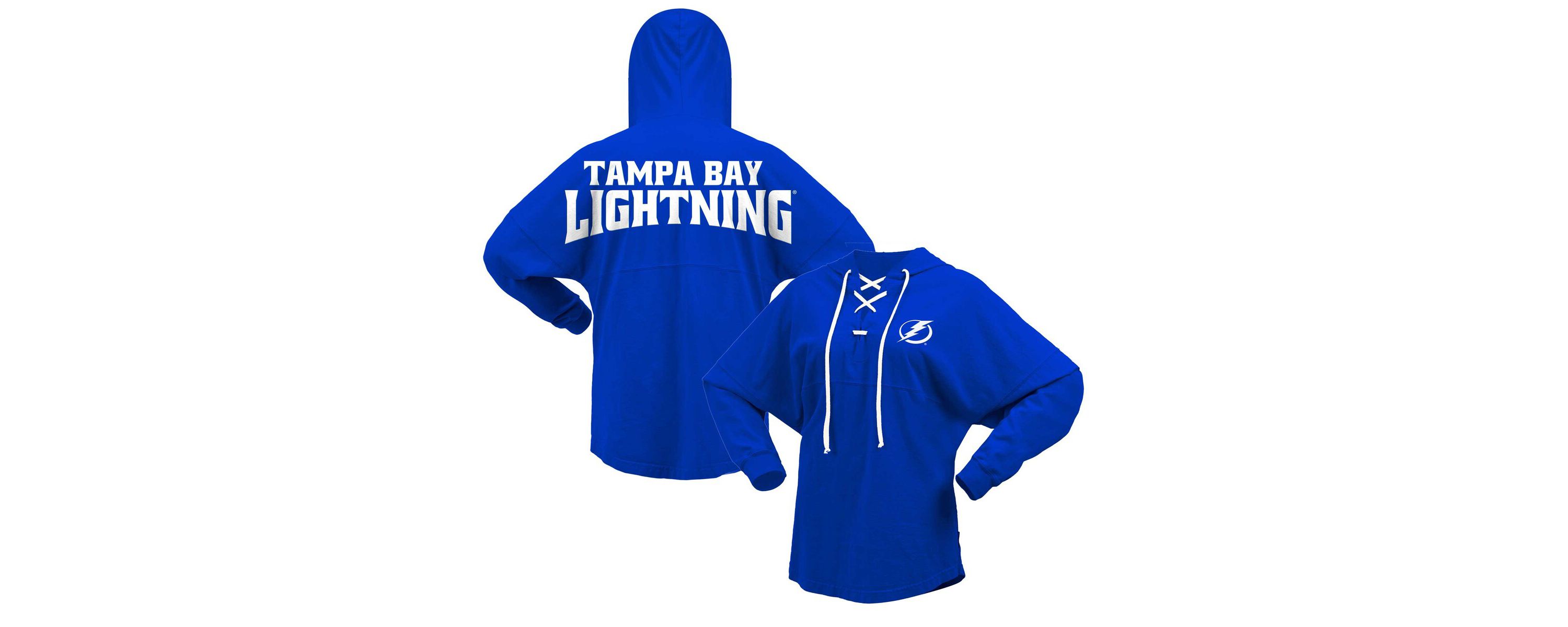 NHL Fanatics Tampa Bay Lightning Jersey Lace-Up V-Neck Long Sleeve Hoodie T-Shirt