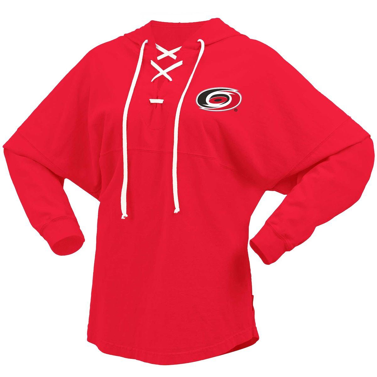 NHL Fanatics Carolina Hurricanes Jersey Lace-Up V-Neck Long Sleeve Hoodie T-Shirt