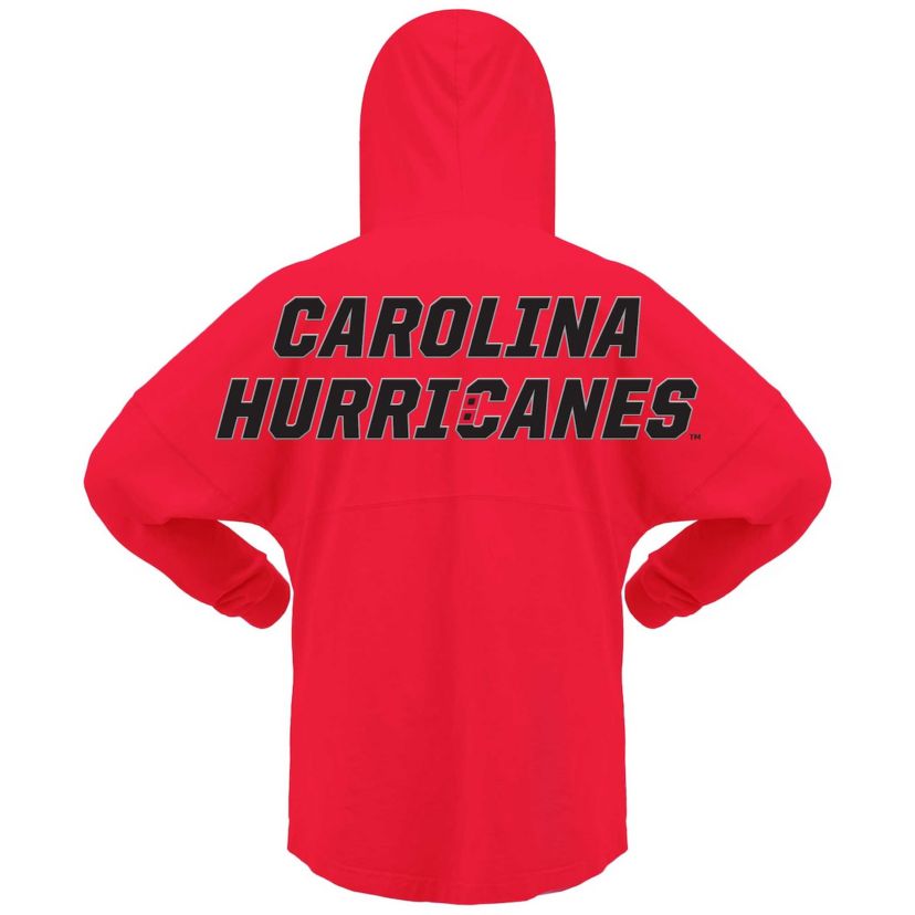 NHL Fanatics Carolina Hurricanes Jersey Lace-Up V-Neck Long Sleeve Hoodie T-Shirt