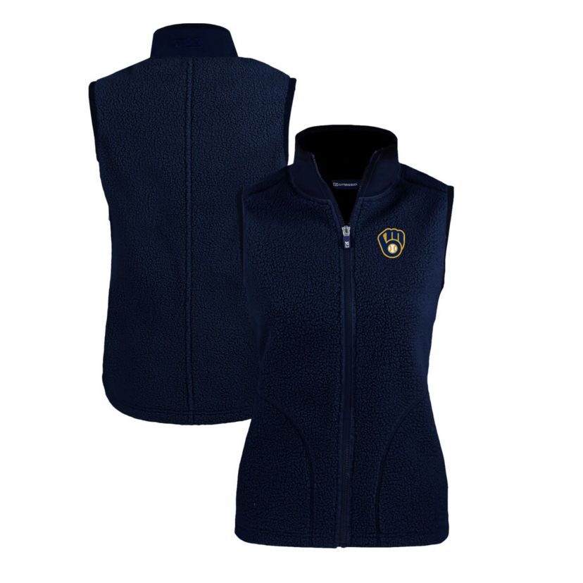 MLB Milwaukee Brewers Cascade Eco Sherpa Fleece Full-Zip Vest