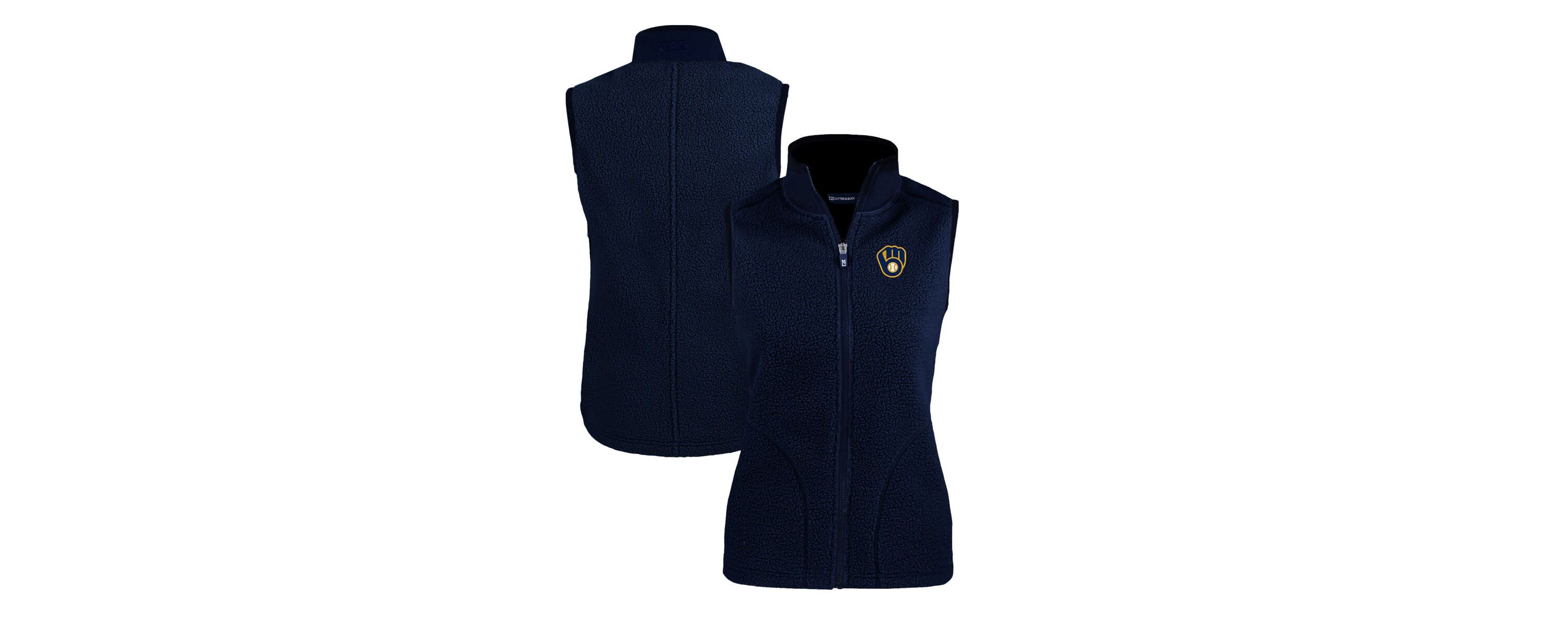 MLB Milwaukee Brewers Cascade Eco Sherpa Fleece Full-Zip Vest