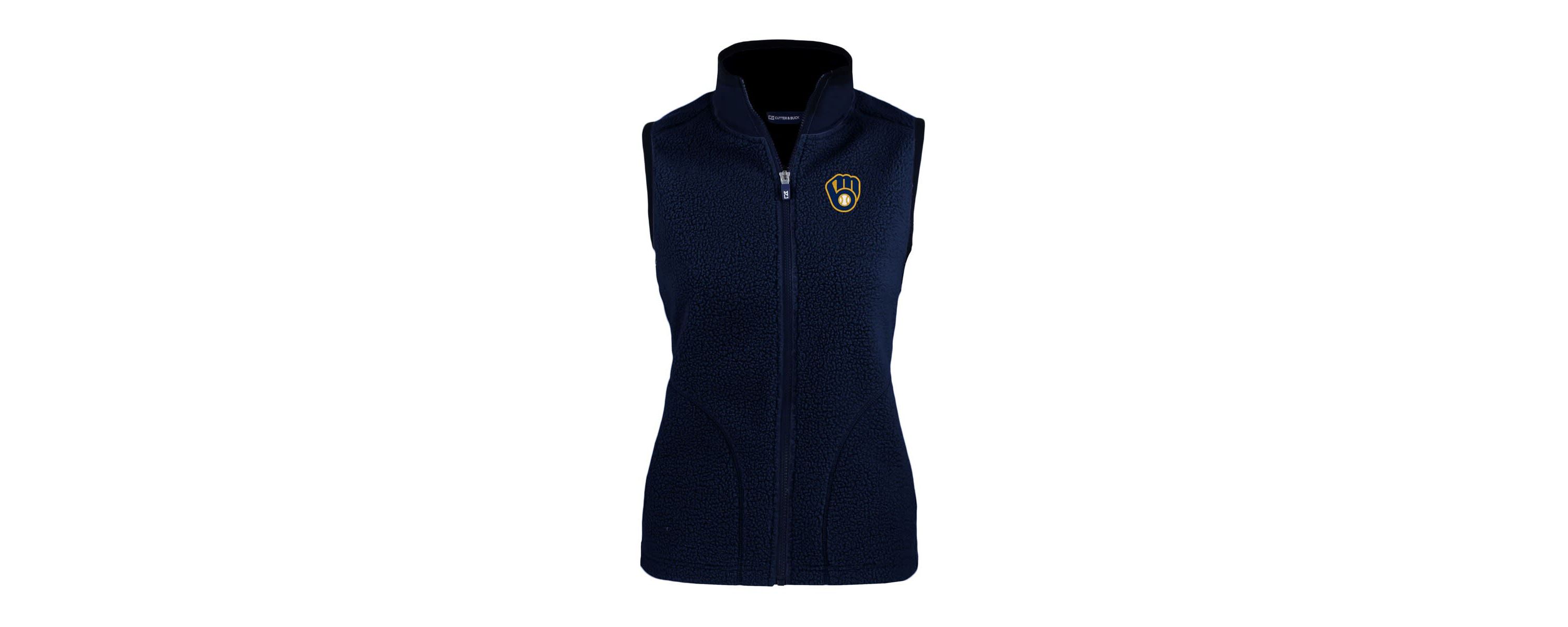 MLB Milwaukee Brewers Cascade Eco Sherpa Fleece Full-Zip Vest