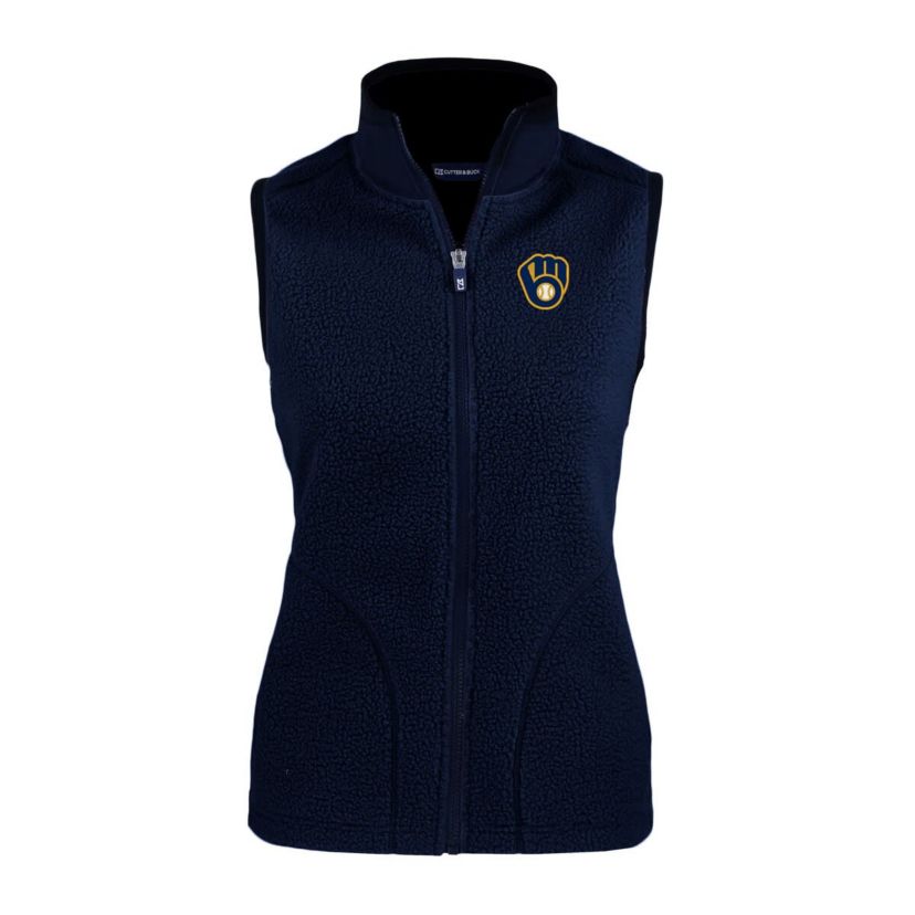 MLB Milwaukee Brewers Cascade Eco Sherpa Fleece Full-Zip Vest