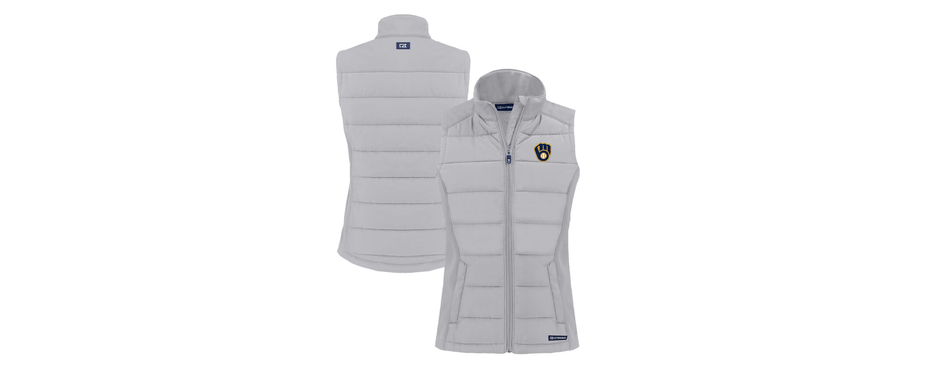 MLB Milwaukee Brewers Evoke Hybrid Eco Softshell Recycled Full-Zip Vest