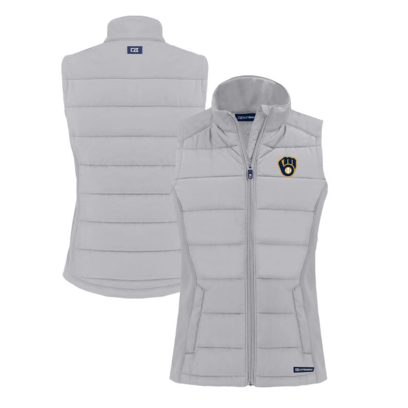 MLB Milwaukee Brewers Evoke Hybrid Eco Softshell Recycled Full-Zip Vest