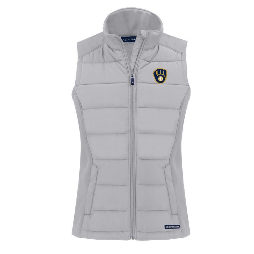 MLB Milwaukee Brewers Evoke Hybrid Eco Softshell Recycled Full-Zip Vest