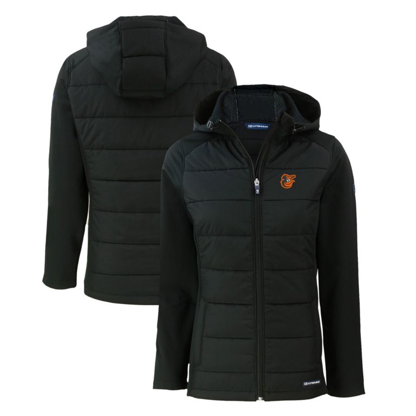MLB Baltimore Orioles Evoke Hybrid Eco Softshell Recycled Full-Zip Hoodie Jacket