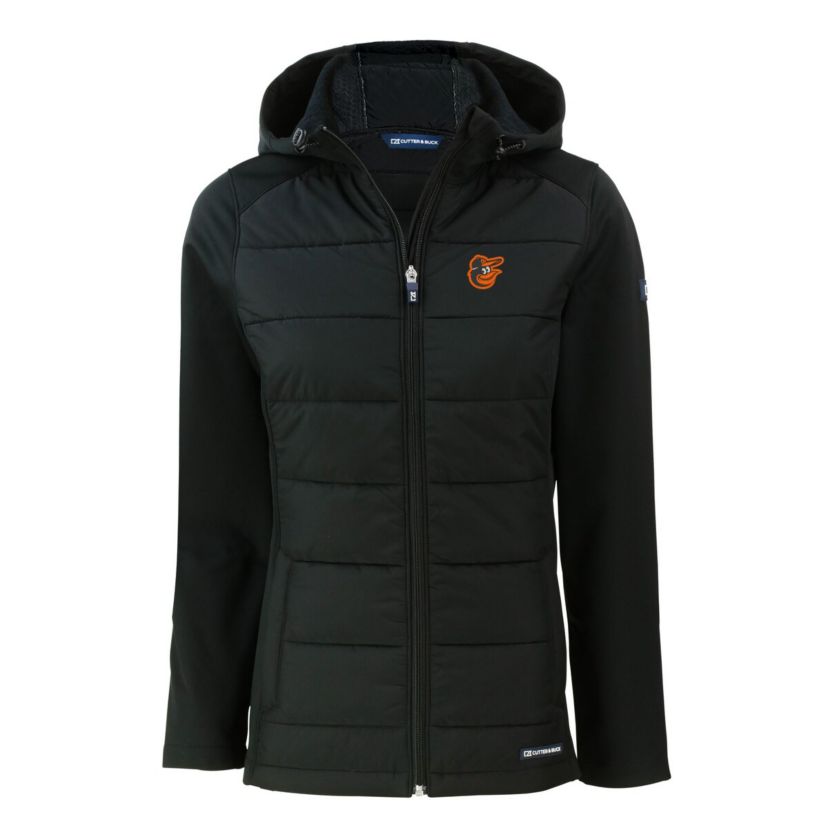 MLB Baltimore Orioles Evoke Hybrid Eco Softshell Recycled Full-Zip Hoodie Jacket