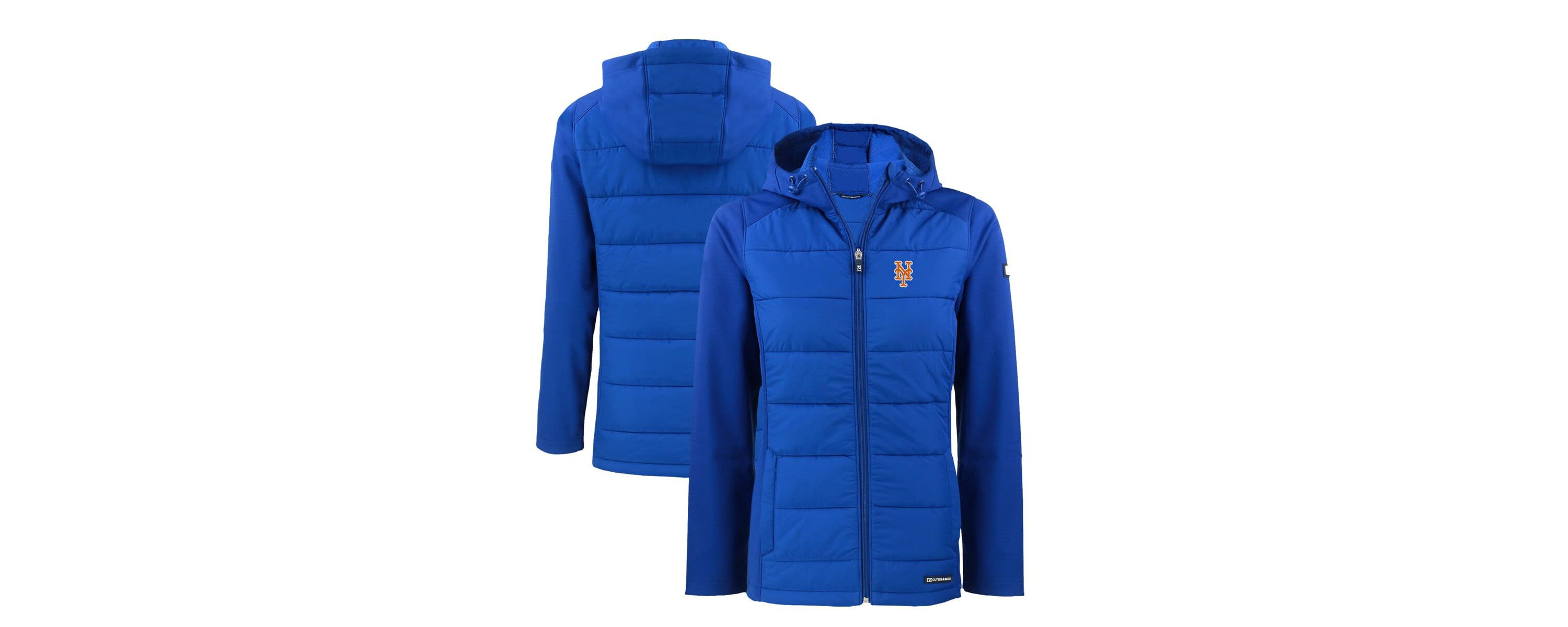 MLB New York Mets Evoke Hybrid Eco Softshell Recycled Full-Zip Hoodie Jacket