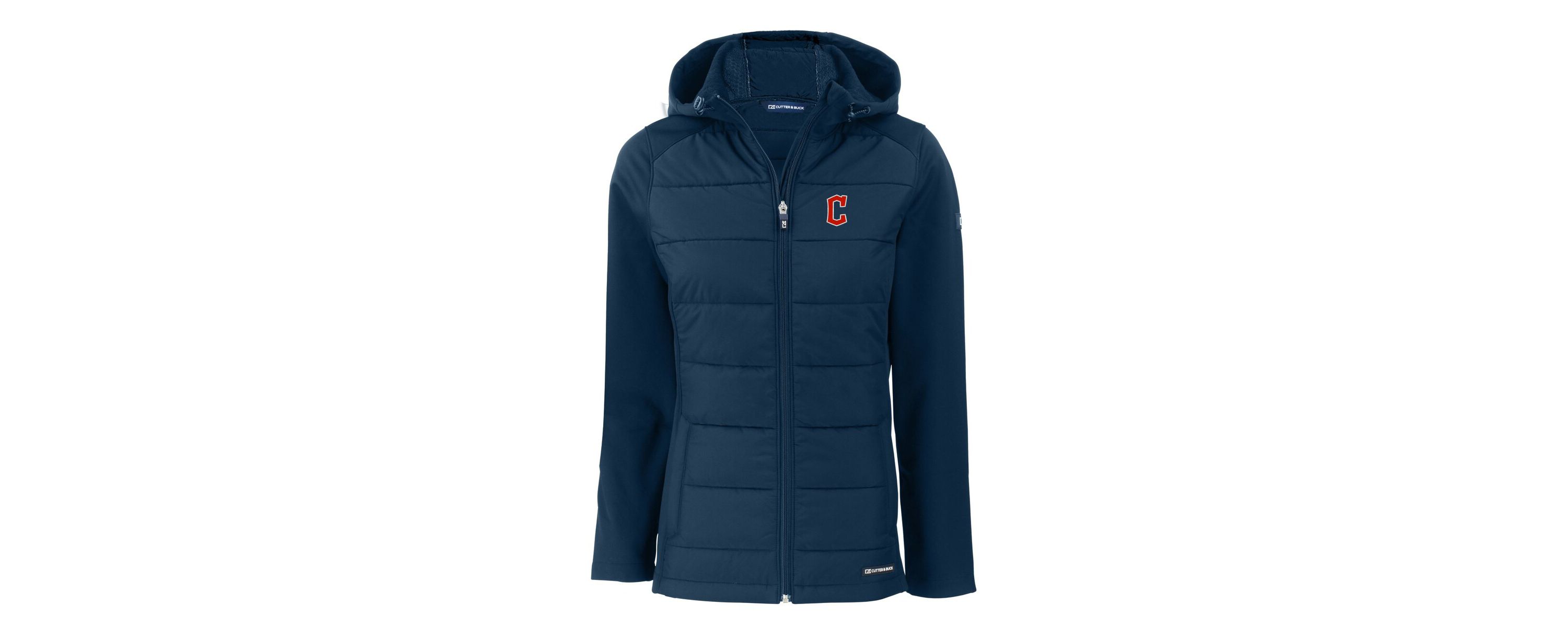 MLB Cleveland Guardians Evoke Hybrid Eco Softshell Recycled Full-Zip Hoodie Jacket