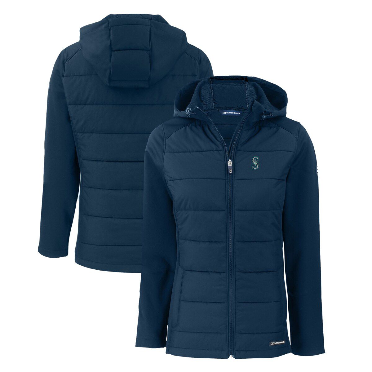 MLB Seattle Mariners Evoke Hybrid Eco Softshell Recycled Full-Zip Hoodie Jacket