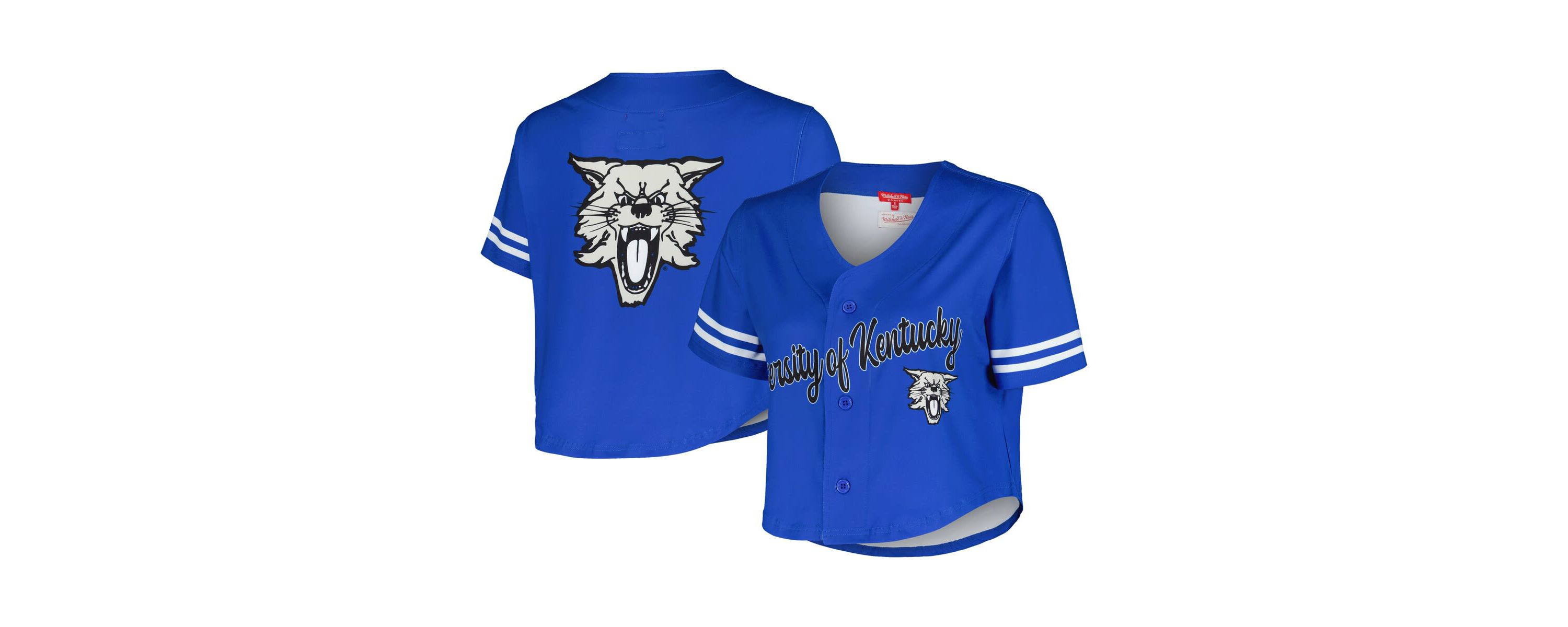 NCAA Kentucky Wildcats Vault Cropped V-Neck Button-Up Shirt