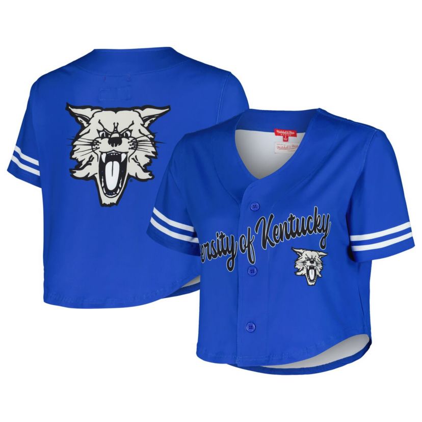 NCAA Kentucky Wildcats Vault Cropped V-Neck Button-Up Shirt