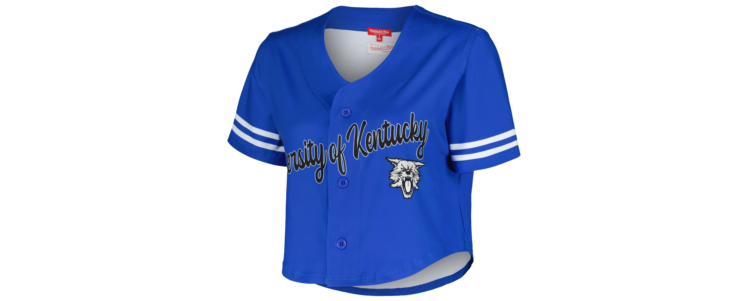 NCAA Kentucky Wildcats Vault Cropped V-Neck Button-Up Shirt