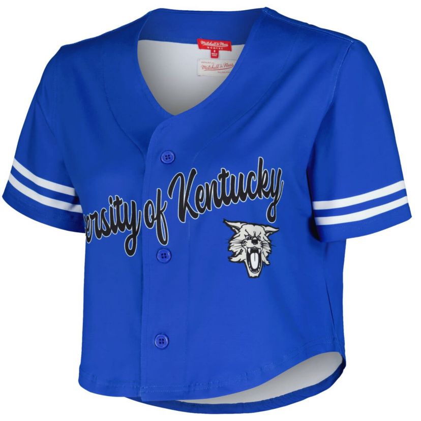 NCAA Kentucky Wildcats Vault Cropped V-Neck Button-Up Shirt