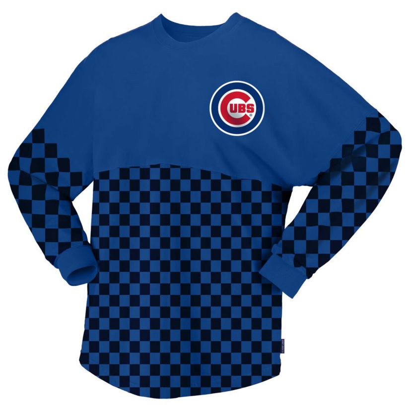 MLB Fanatics Chicago Cubs Checker Print Long Sleeve T-Shirt