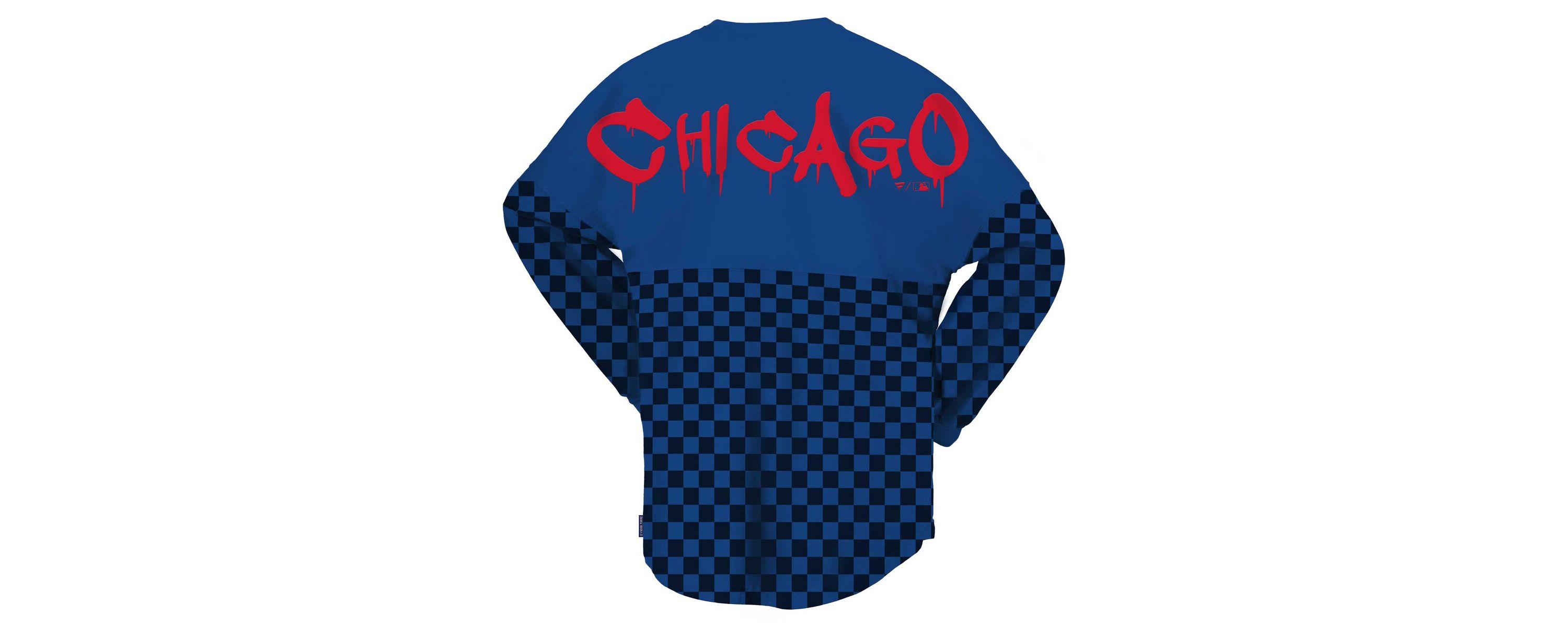 MLB Fanatics Chicago Cubs Checker Print Long Sleeve T-Shirt