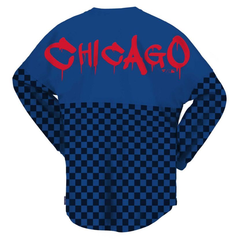 MLB Fanatics Chicago Cubs Checker Print Long Sleeve T-Shirt