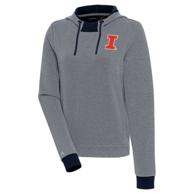 Antigua Women's NCAA Illinois Fighting Illini Axe Bunker Tri-Blend Pullover Hoodie, Navy Blue, Small -  0197896200413