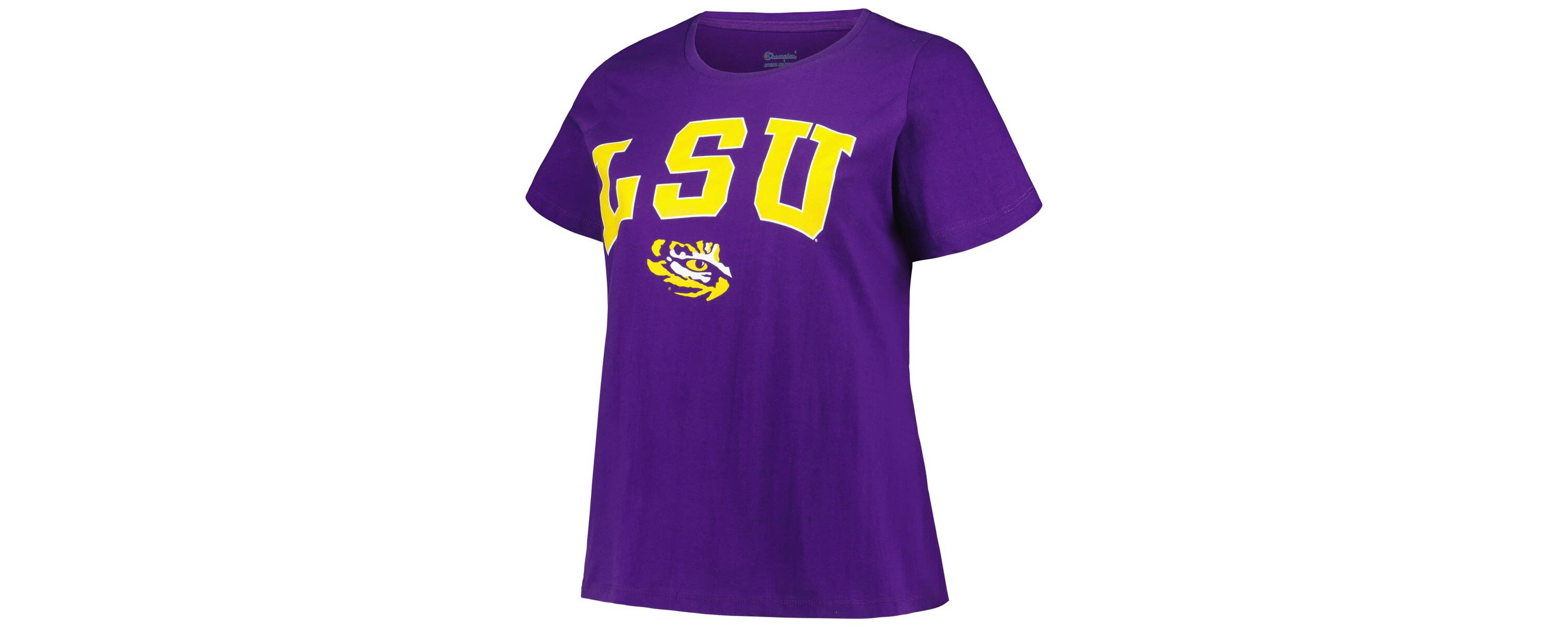NCAA LSU Tigers Plus Size Arch Over Logo Scoop Neck T-Shirt