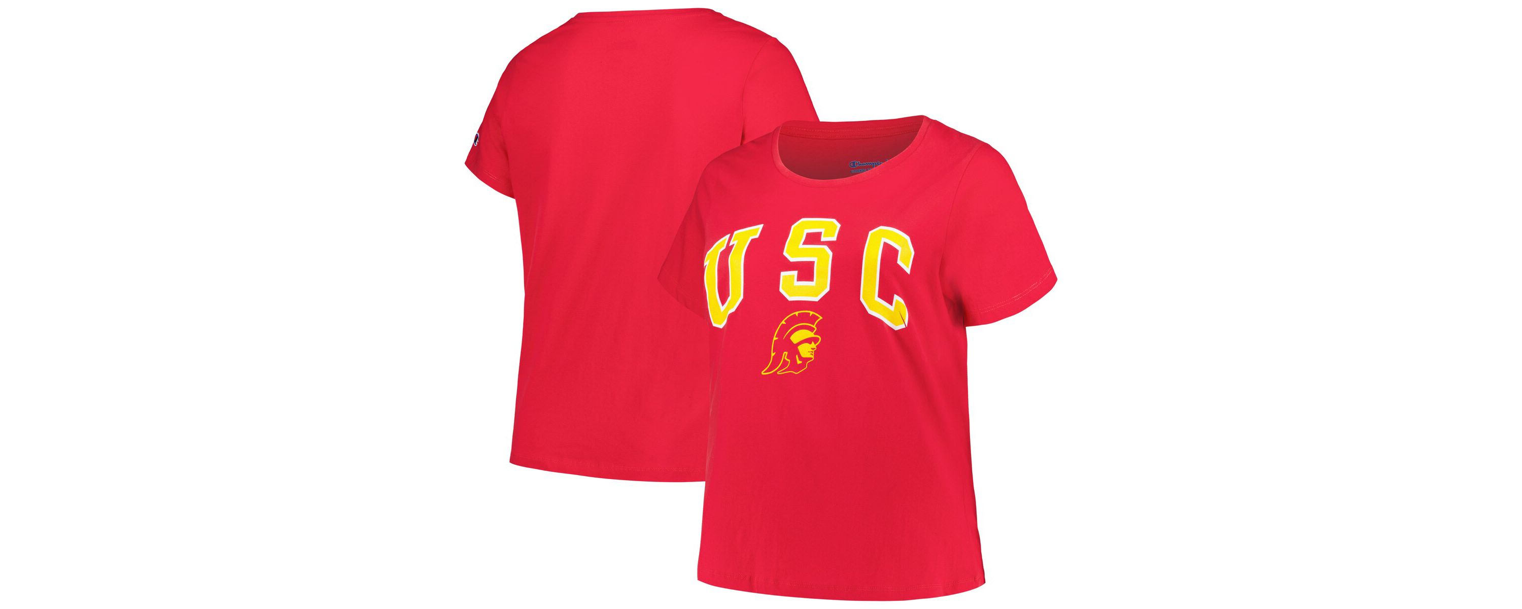 NCAA USC Trojans Plus Size Arch Over Logo Scoop Neck T-Shirt