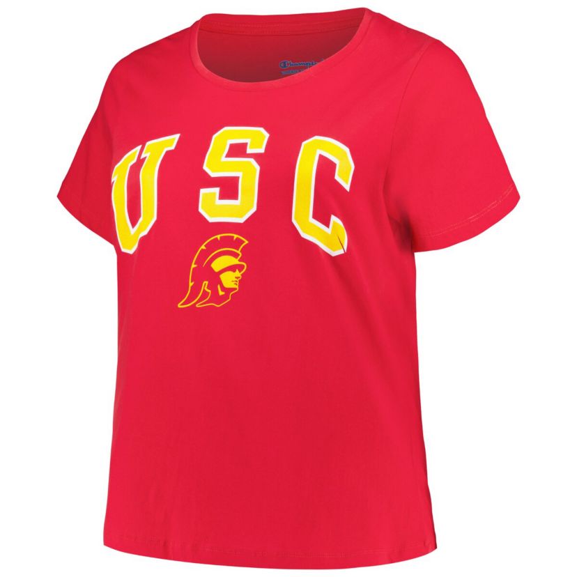 NCAA USC Trojans Plus Size Arch Over Logo Scoop Neck T-Shirt